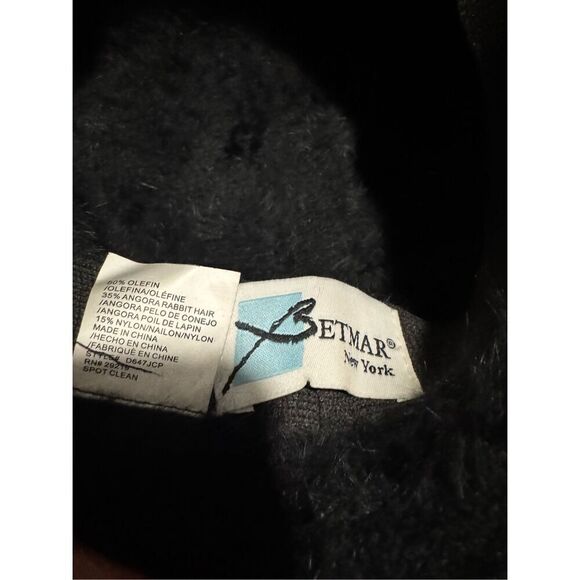 Betmar angora Rabbit hair fur blend black bucket hat